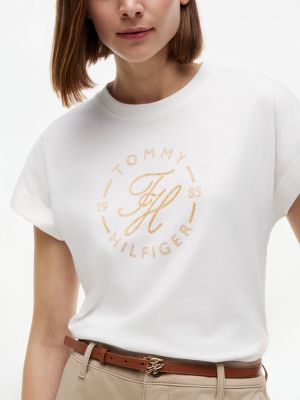 Женские футболки Tommy Hilfiger Nautical Script Monogram Cuffed T-Shirt — фото 3