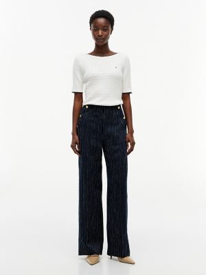 Женские брюки Tommy Hilfiger Gold-Button Striped Wide Leg Pant — фото 2
