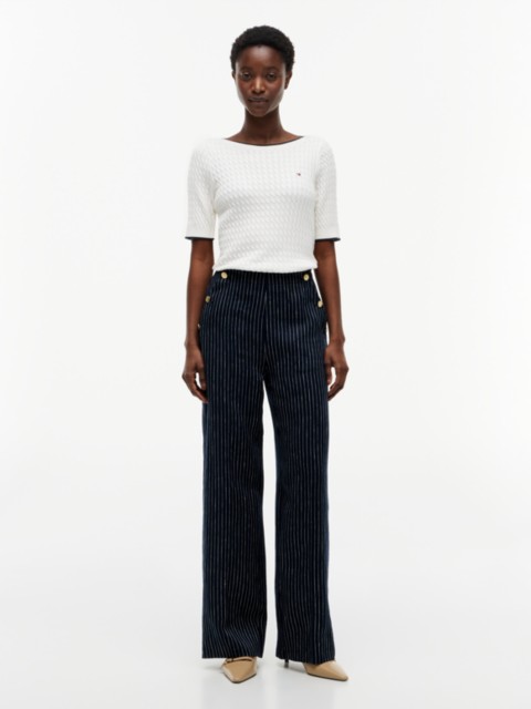 Женские брюки Tommy Hilfiger Gold-Button Striped Wide Leg Pant