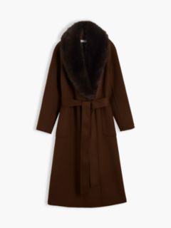Faux Fur-Trim Wool-Blend Coat — Legacy Brown 8