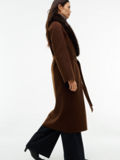 Faux Fur-Trim Wool-Blend Coat — Legacy Brown 3
