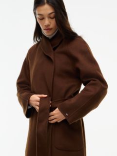 Faux Fur-Trim Wool-Blend Coat — Legacy Brown 4