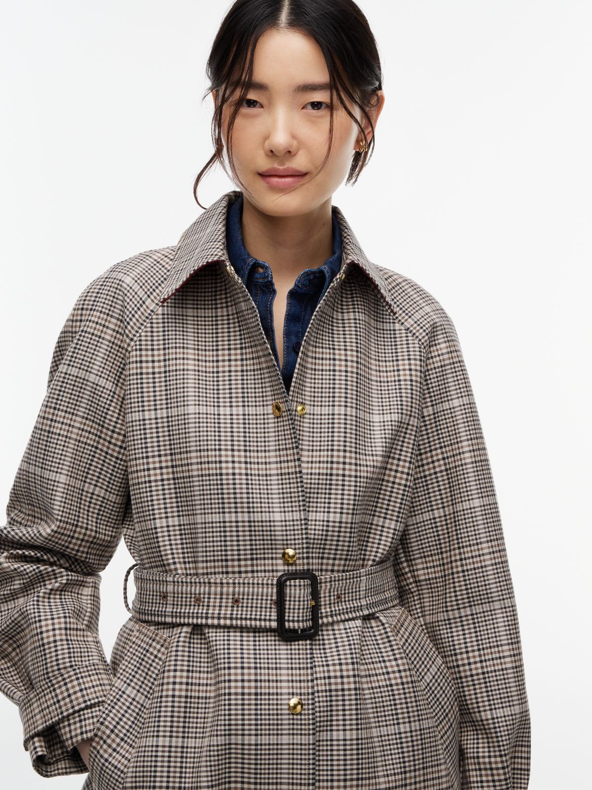 Check Mac Coat — Brown
