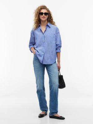 Женские рубашки Tommy Hilfiger Oversized Fit Striped Poplin Shirt — фото 2