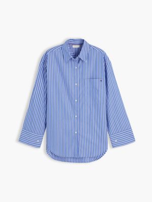 Женские рубашки Tommy Hilfiger Oversized Fit Striped Poplin Shirt — фото 5