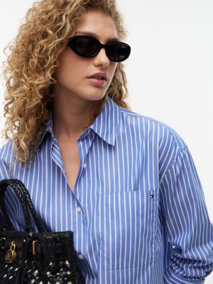 Женские рубашки Tommy Hilfiger Oversized Fit Striped Poplin Shirt — фото 3