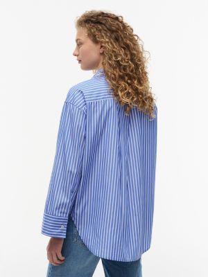 Женские рубашки Tommy Hilfiger Oversized Fit Striped Poplin Shirt — фото 4