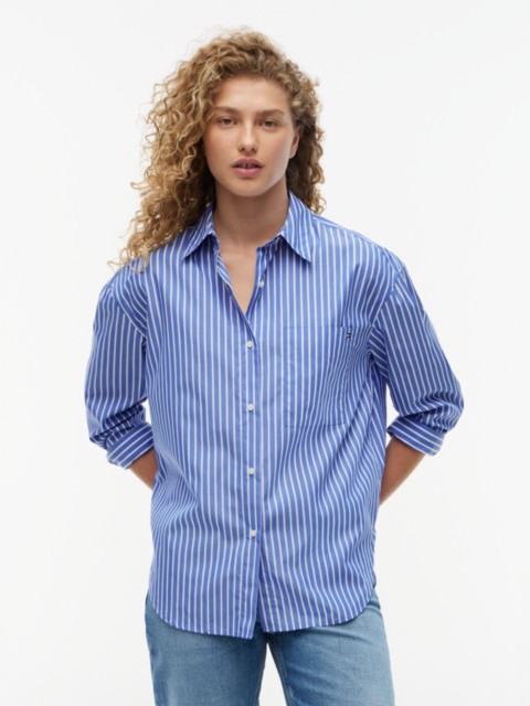 Женские рубашки Tommy Hilfiger Oversized Fit Striped Poplin Shirt