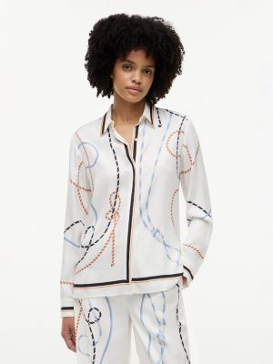 Nautical Rope Print Twill Shirt, Rope AOP