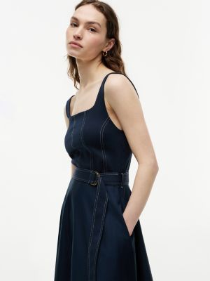 tommy hilfiger belted chiffon midi dress Tommy Hilfiger Clip Dot Chiffon Dress Spruce 4 at Amazon Women's Clothing  store