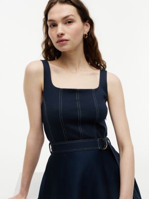 Tommy Hilfiger Contrast Stitch Belted Midi Dress — фото 3