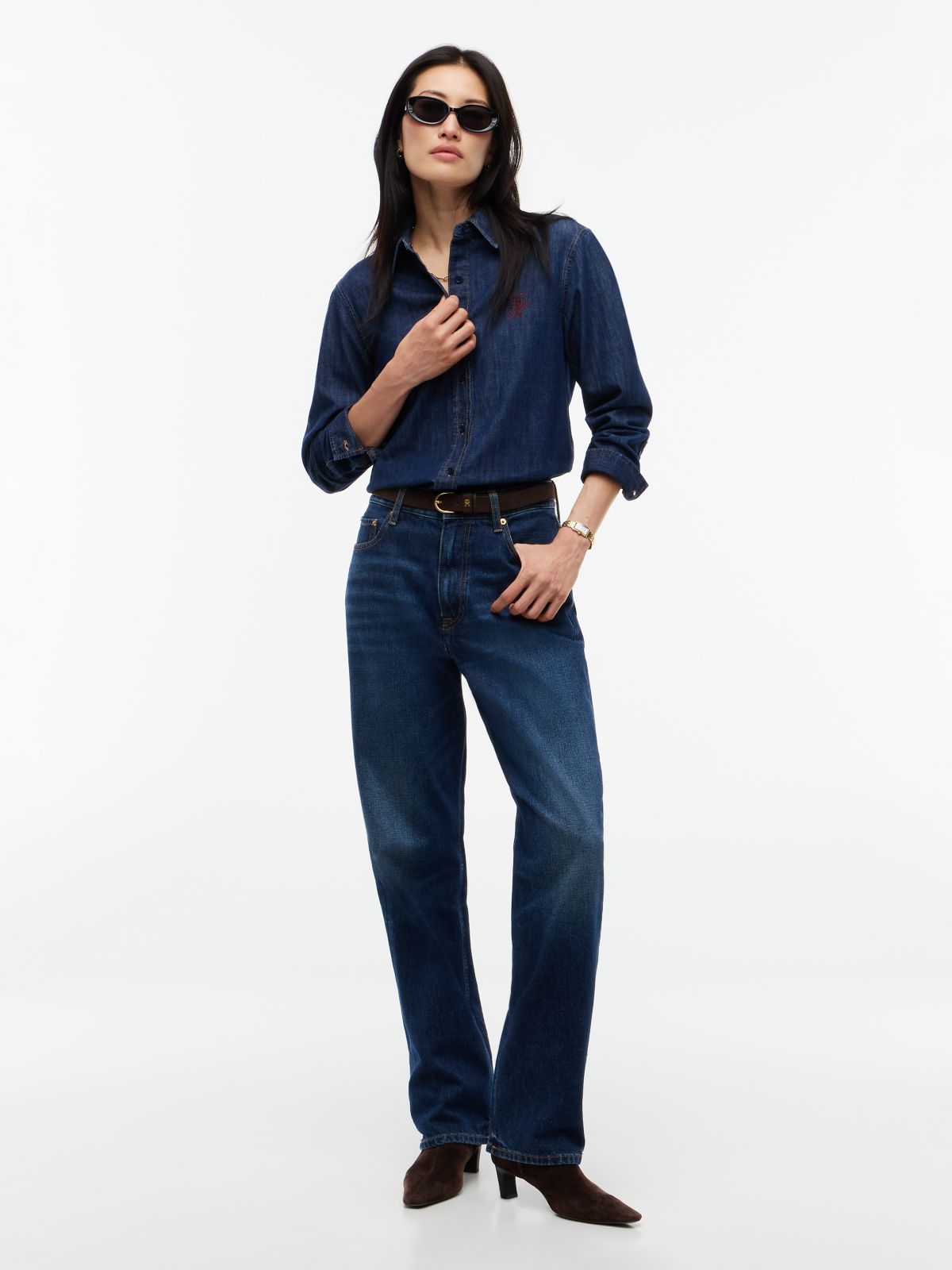 High-Rise Straight Jean — Dark Wash Denim