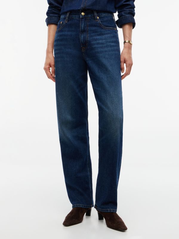 High-Rise Straight Jean — Dark Wash Denim