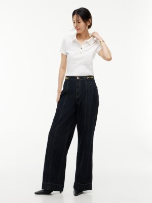 Женские джинсы Tommy Hilfiger High-Rise Logo Hardware Wide Leg, цвет: Rinse — фото 2