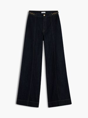 Женские джинсы Tommy Hilfiger High-Rise Logo Hardware Wide Leg, цвет: Rinse — фото 7