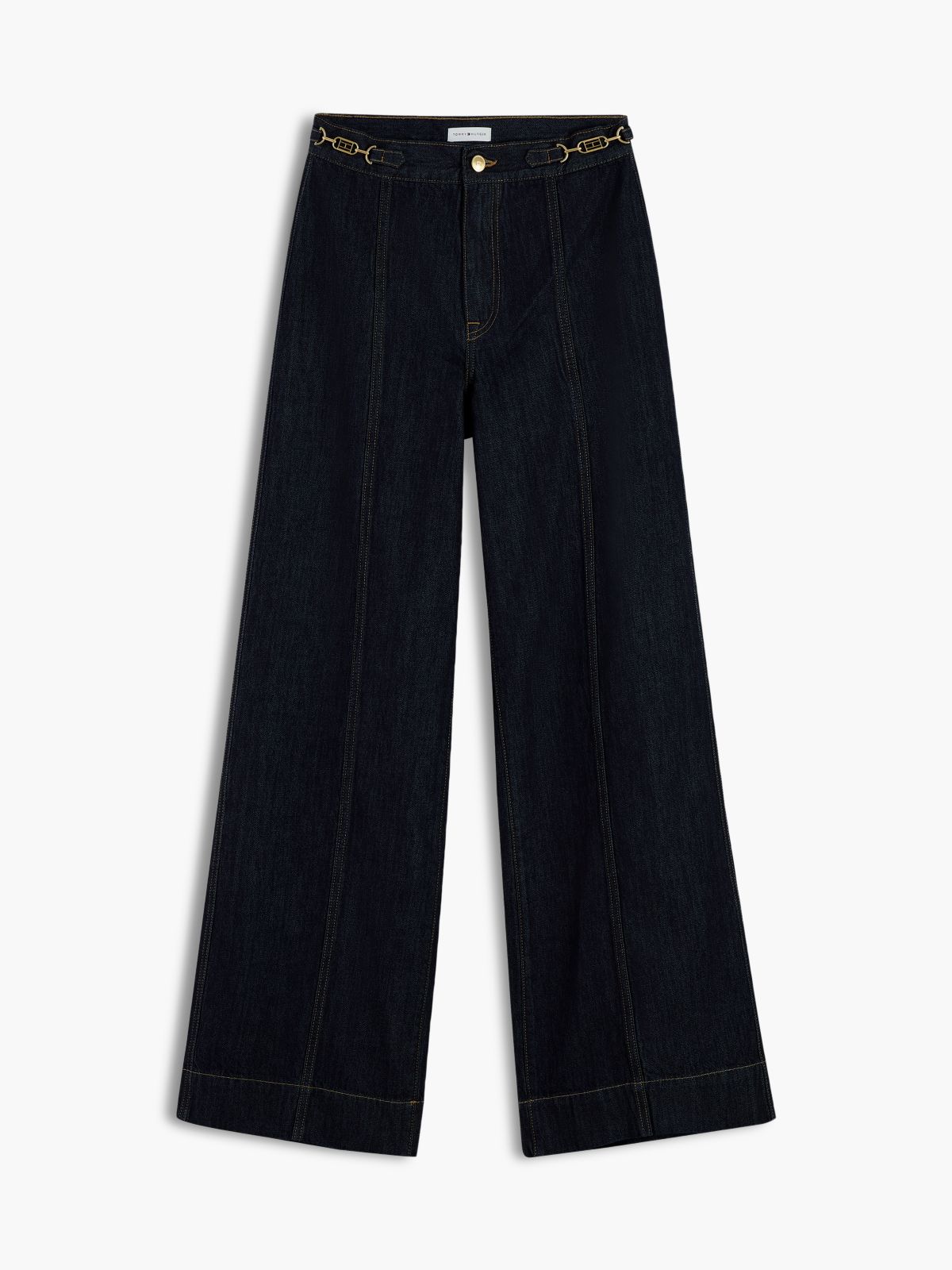 High-Rise Logo Hardware Wide Leg Jean — Rinse