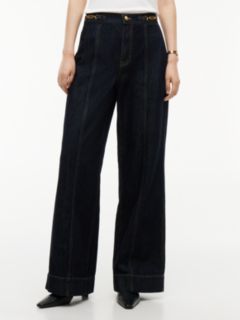 High-Rise Logo Hardware Wide Leg Jean — Rinse 1