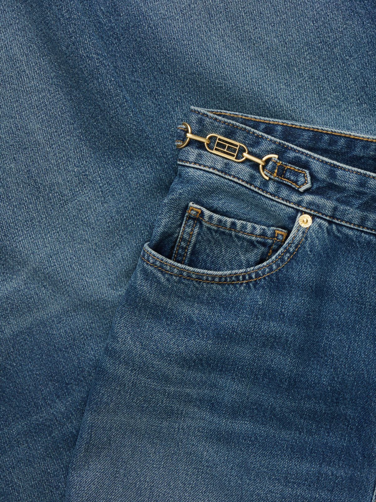 High-Rise Logo Hardware Tapered Jean — Elan