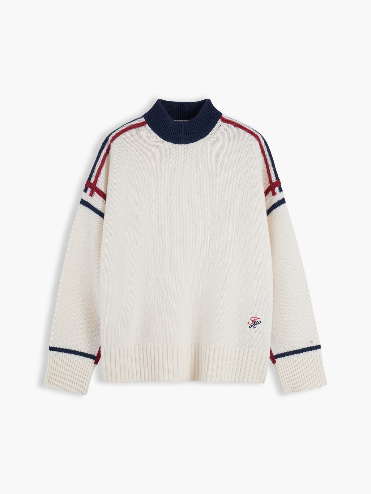 Relaxed Fit Wool Mockneck Sweater — Ivory Petal