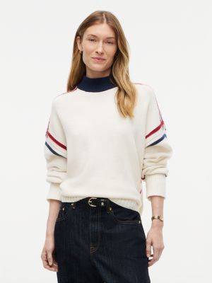 Relaxed Fit Wool Mockneck Sweater, Ivory Petal