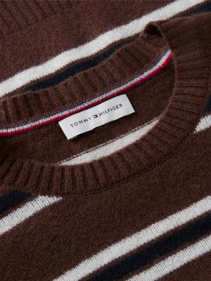 Женский свитер Tommy Hilfiger Wool Crewneck, цвет: Коричневый полосатый — фото 6