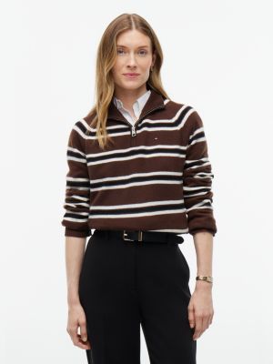 Wool Quarter-Zip Sweater, Lewis Stripe Legacy