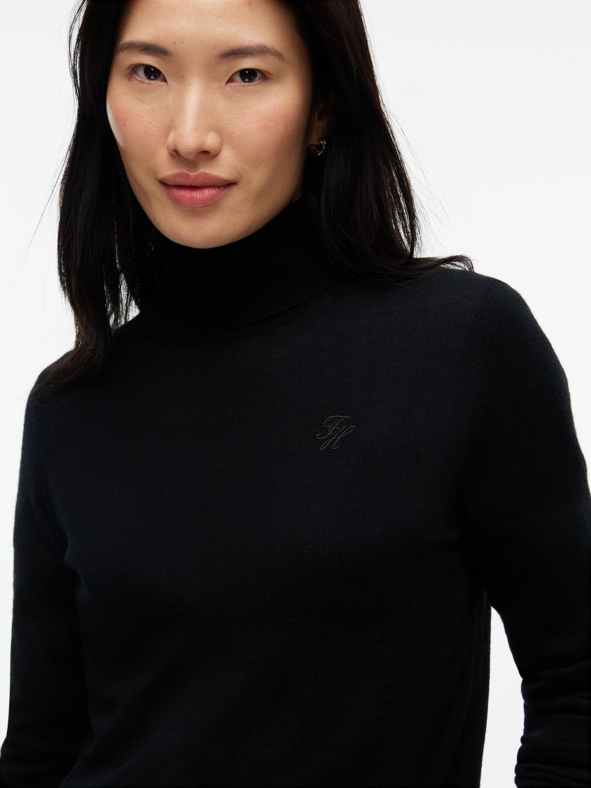 Merino Wool Turtleneck Sweater — Black