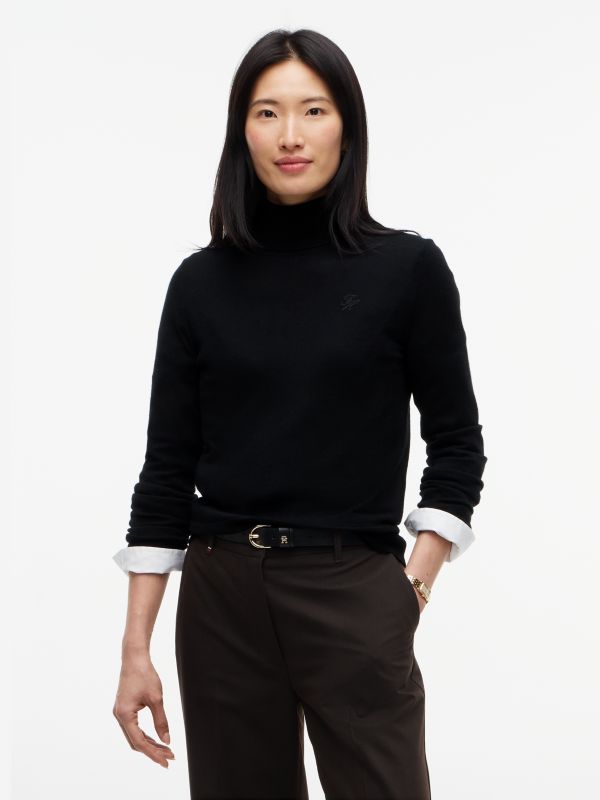 Merino Wool Turtleneck Sweater — Black