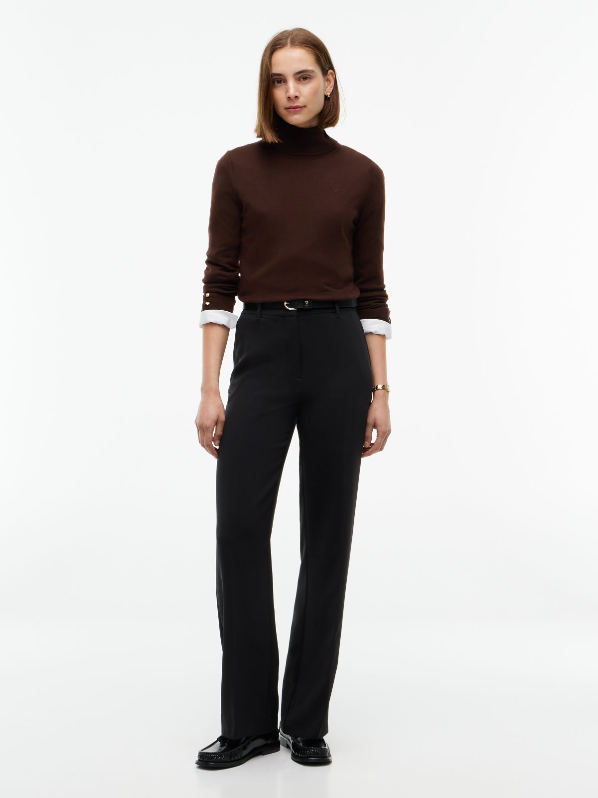 Merino Wool Turtleneck Sweater — Chocolate