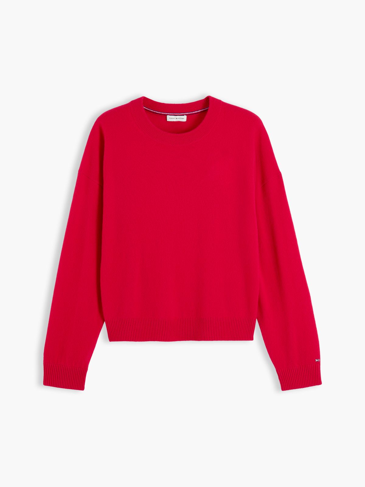 Embroidered Crest Logo Cashmere Sweater — Medium Red