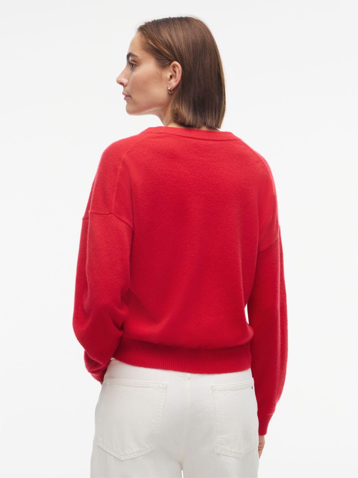 Embroidered Crest Logo Cashmere Sweater — Medium Red