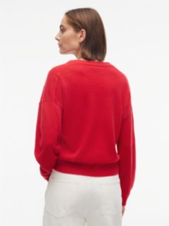 Embroidered Crest Logo Cashmere Sweater — Medium Red 4