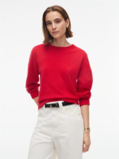 Embroidered Crest Logo Cashmere Sweater — Medium Red 1