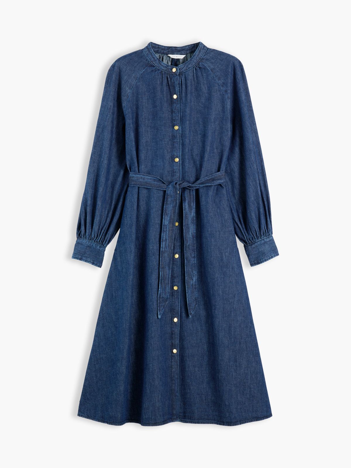 Belted Denim Midi Dress — Indigo Wash