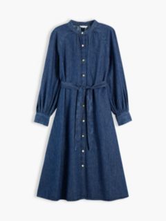 Belted Denim Midi Dress — Indigo Wash 5