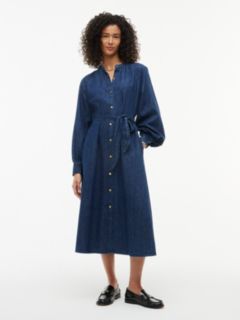 Belted Denim Midi Dress — Indigo Wash 1