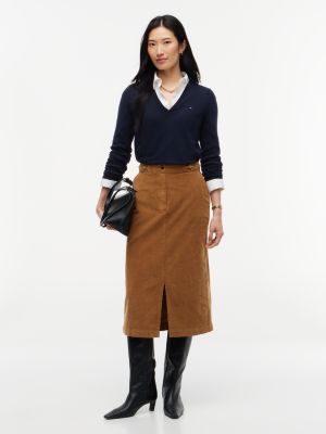 Женская юбка Tommy Hilfiger Stretch Corduroy Pencil, цвет: Пустынный хаки — фото 2