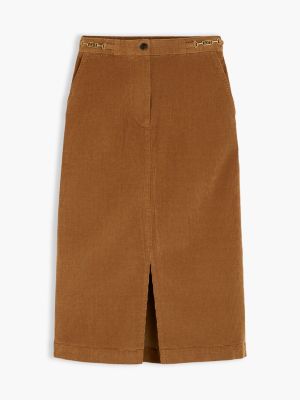 Женская юбка Tommy Hilfiger Stretch Corduroy Pencil, цвет: Пустынный хаки — фото 5