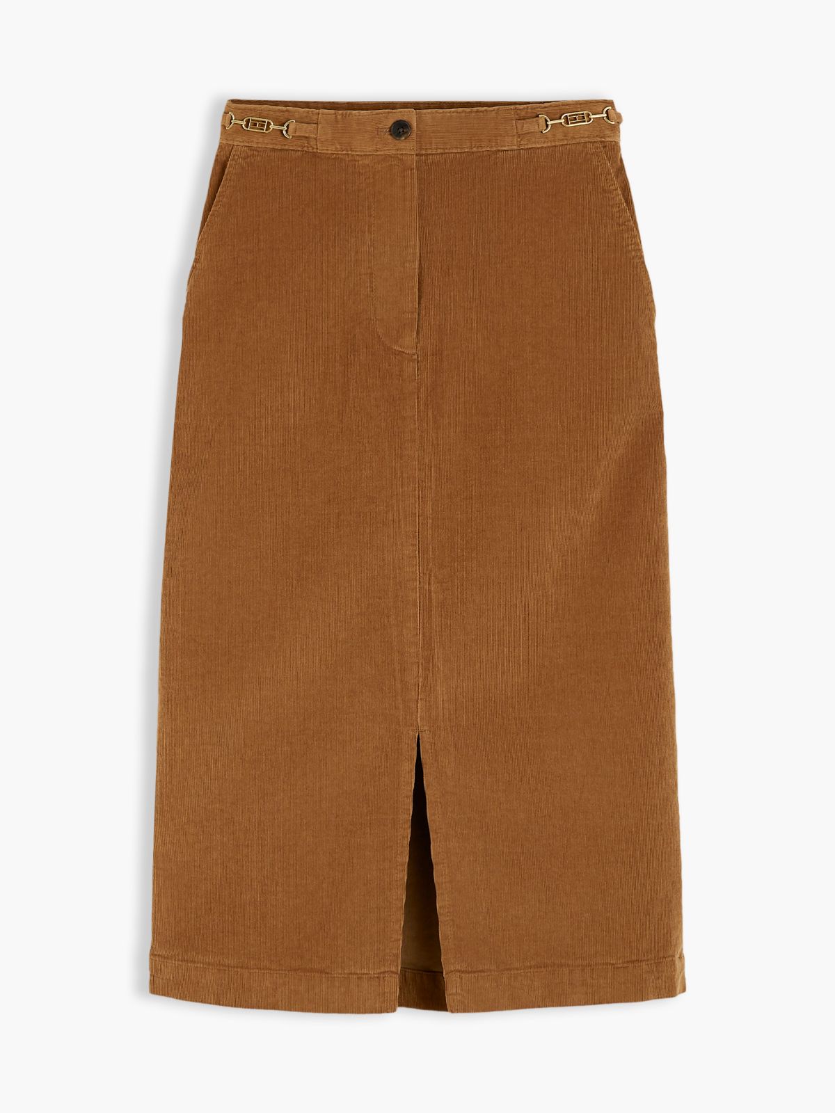 Stretch Corduroy Pencil Skirt — Desert Khaki