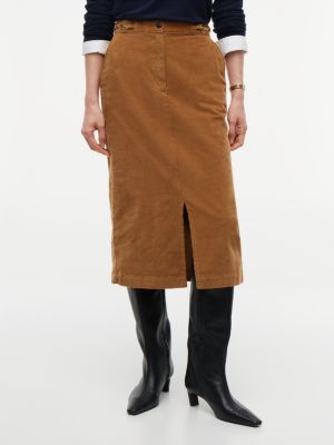 Stretch Corduroy Pencil Skirt, Desert Khaki