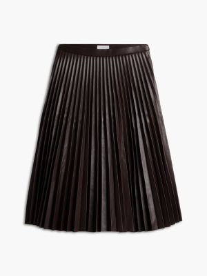 Женская юбка Tommy Hilfiger Pleated Faux Leather Midi, цвет: Шоколадный — фото 6