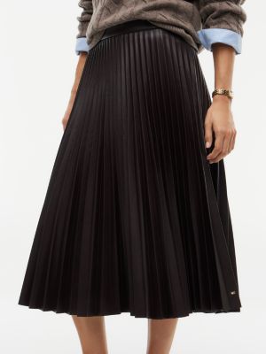 Женская юбка Tommy Hilfiger Pleated Faux Leather Midi, цвет: Шоколадный — фото 4