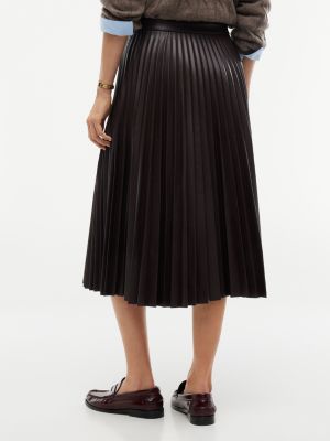 Женская юбка Tommy Hilfiger Pleated Faux Leather Midi, цвет: Шоколадный — фото 5