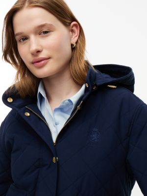 Женская куртка Tommy Hilfiger Water-Repellent Quilted Hooded, цвет: Тёмно-синий — фото 3