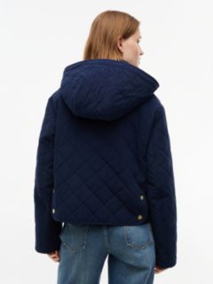 Water-Repellent Quilted Hooded Jacket — Navy 5