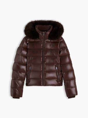 Женская куртка Tommy Hilfiger Shiny Down Puffer, цвет: Шоколадный — фото 6