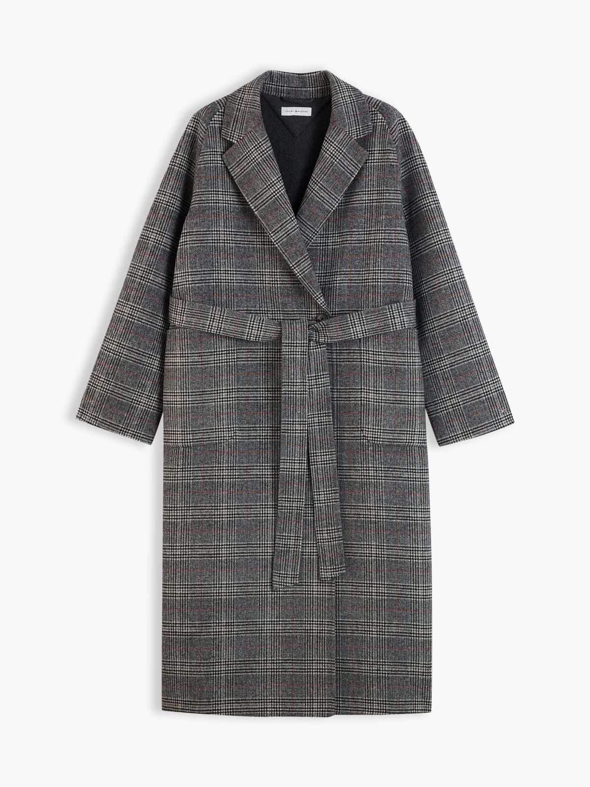 Glen Plaid Wool-Blend Coat — Grey Check