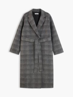 Glen Plaid Wool-Blend Coat — Grey Check 5