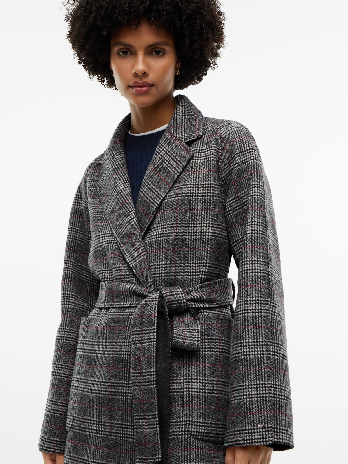 Glen Plaid Wool-Blend Coat — Grey Check
