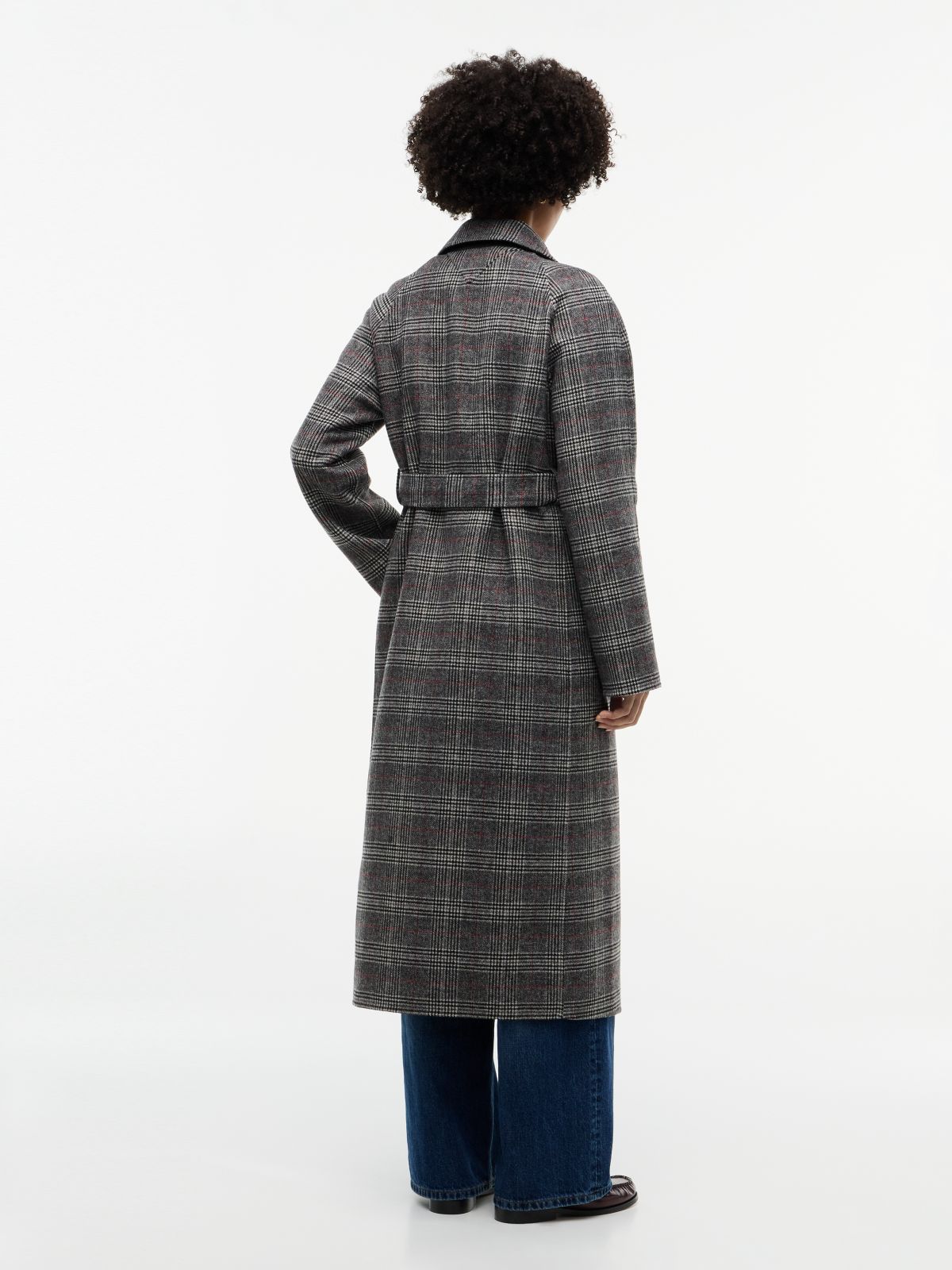 Glen Plaid Wool-Blend Coat — Grey Check
